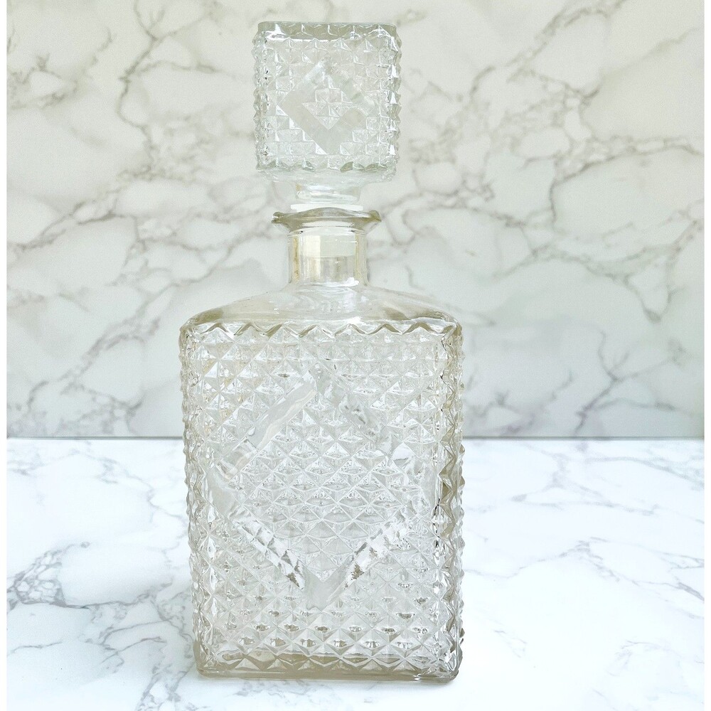 Vintage 1960s I.W. Harper Diamond Point Clear Cut Scotch Rye Liquor Decanter